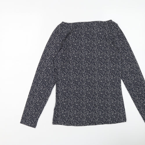 Esamara Womens Blue Polka Dot Cotton Basic T-Shirt Size S Round Neck