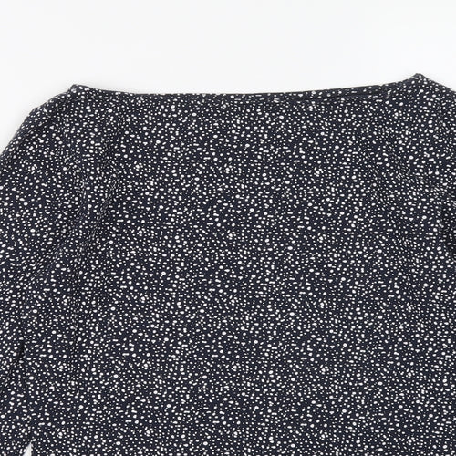 Esamara Womens Blue Polka Dot Cotton Basic T-Shirt Size S Round Neck