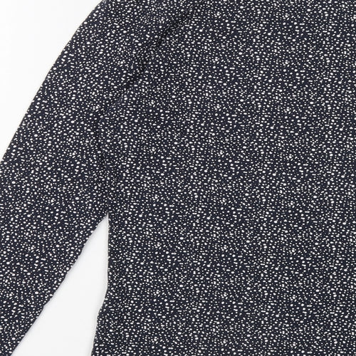 Esamara Womens Blue Polka Dot Cotton Basic T-Shirt Size S Round Neck