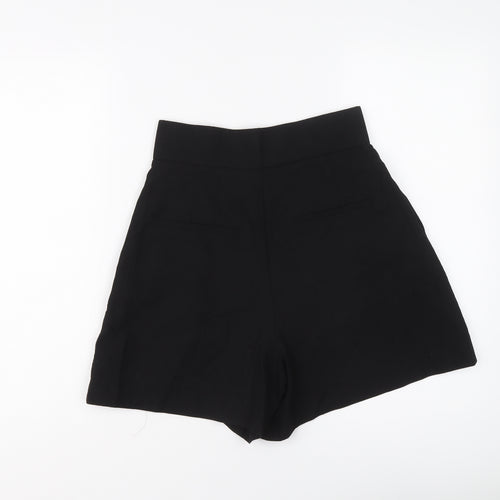 Zara Womens Black Viscose Paperbag Shorts Size XS L5 in Regular Button
