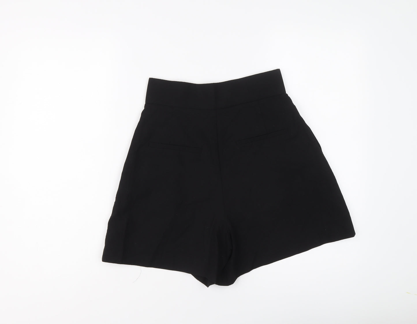 Zara Womens Black Viscose Paperbag Shorts Size XS L5 in Regular Button