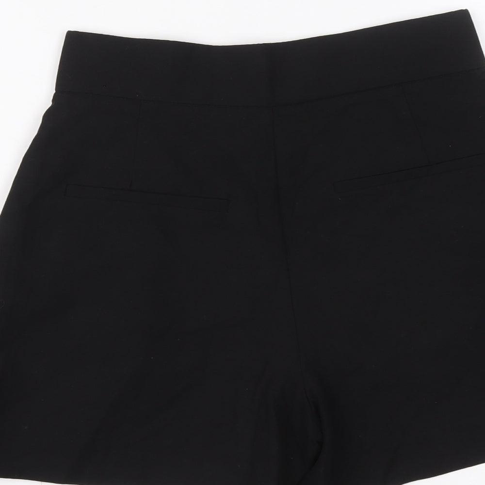 Zara Womens Black Viscose Paperbag Shorts Size XS L5 in Regular Button