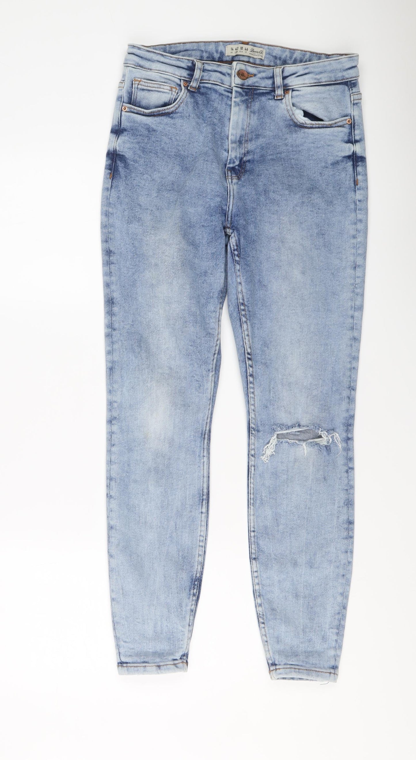 Denim & Co. Womens Blue Cotton Skinny Jeans Size 14 L27 in Regular Button