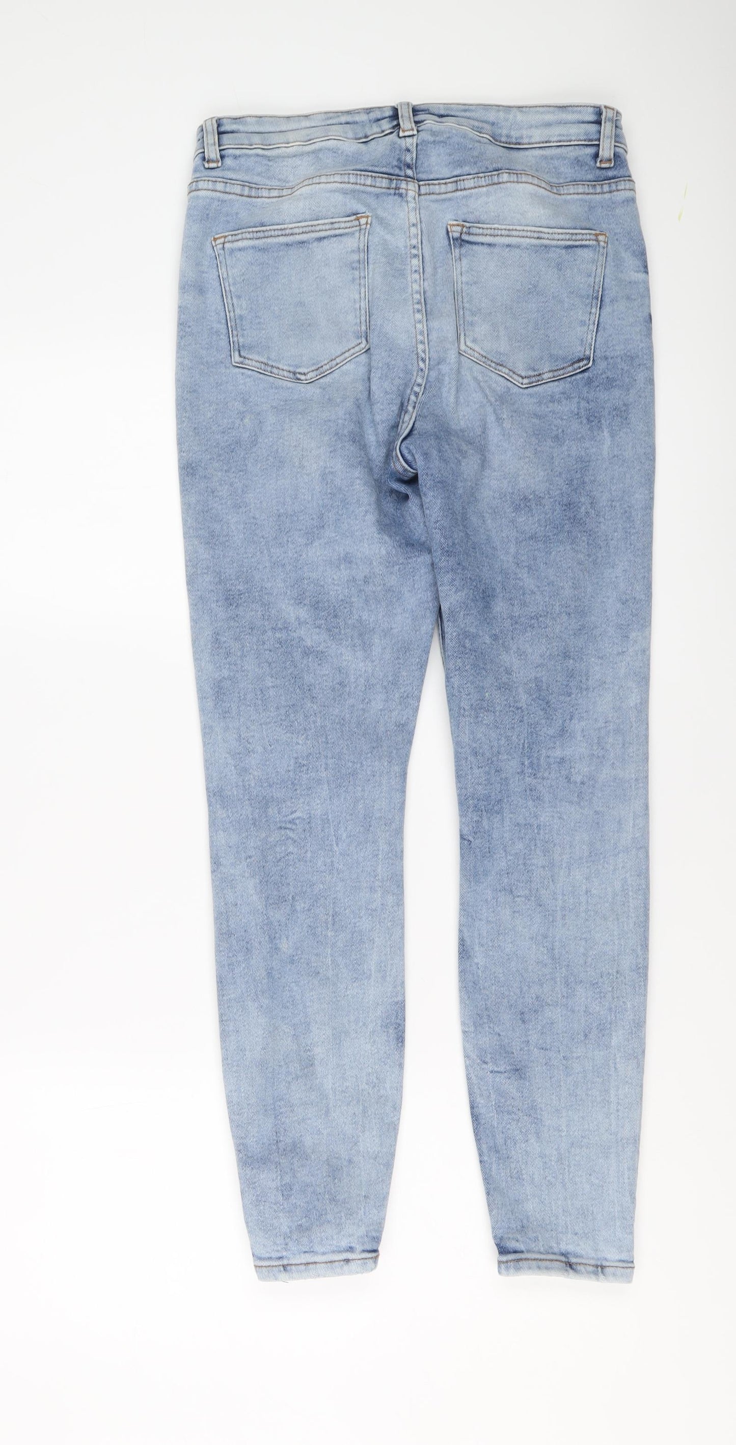 Denim & Co. Womens Blue Cotton Skinny Jeans Size 14 L27 in Regular Button