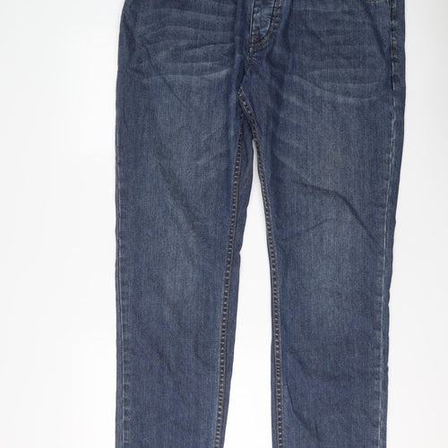 Jeff Banks Mens Blue Cotton Straight Jeans Size 42 in L32 in Regular Button