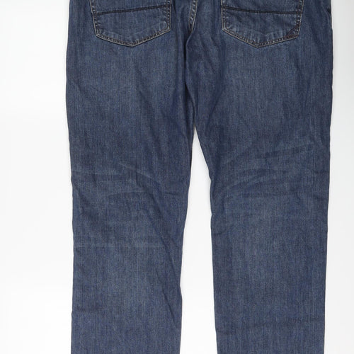 Jeff Banks Mens Blue Cotton Straight Jeans Size 42 in L32 in Regular Button