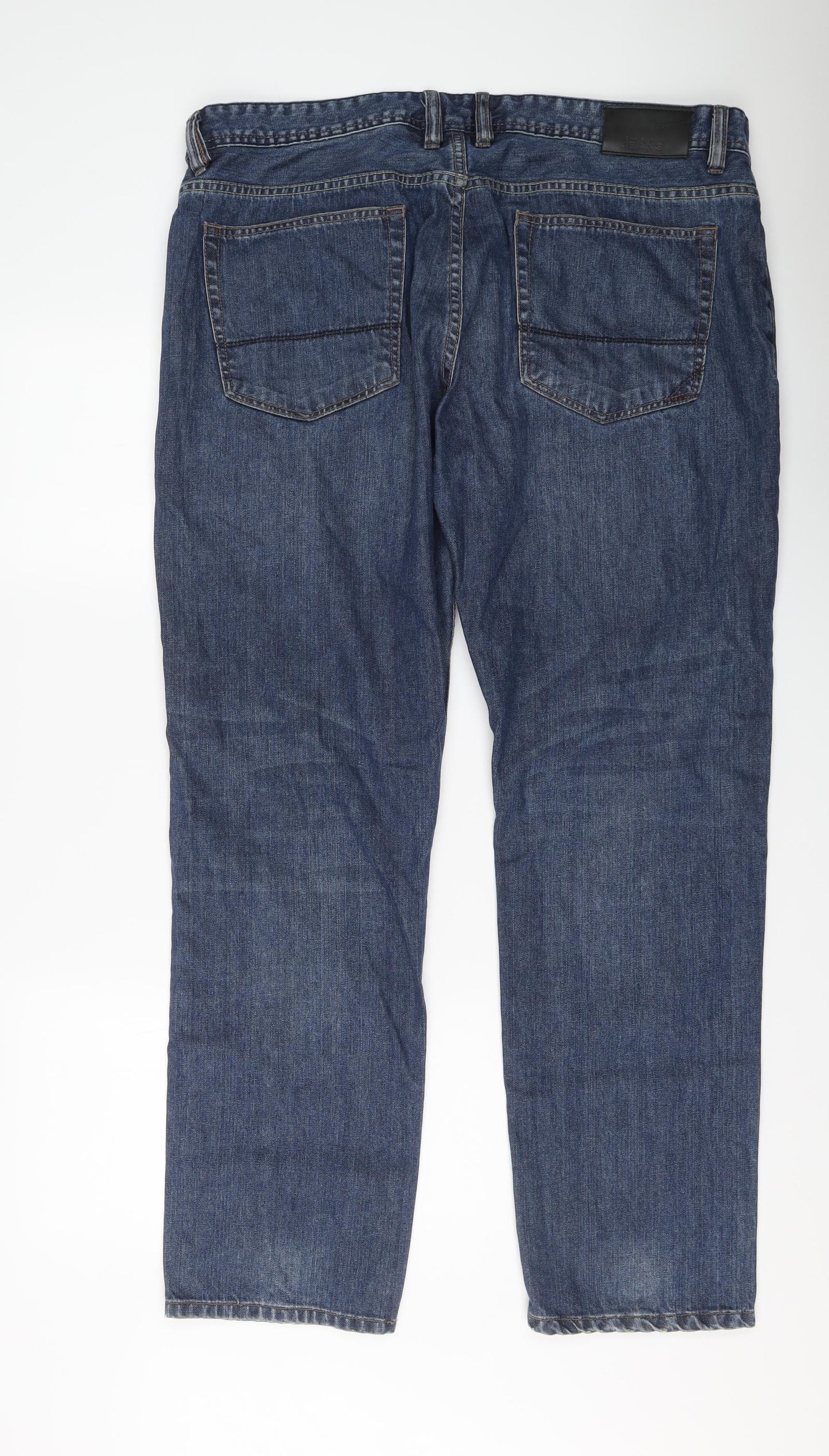 Jeff Banks Mens Blue Cotton Straight Jeans Size 42 in L32 in Regular Button