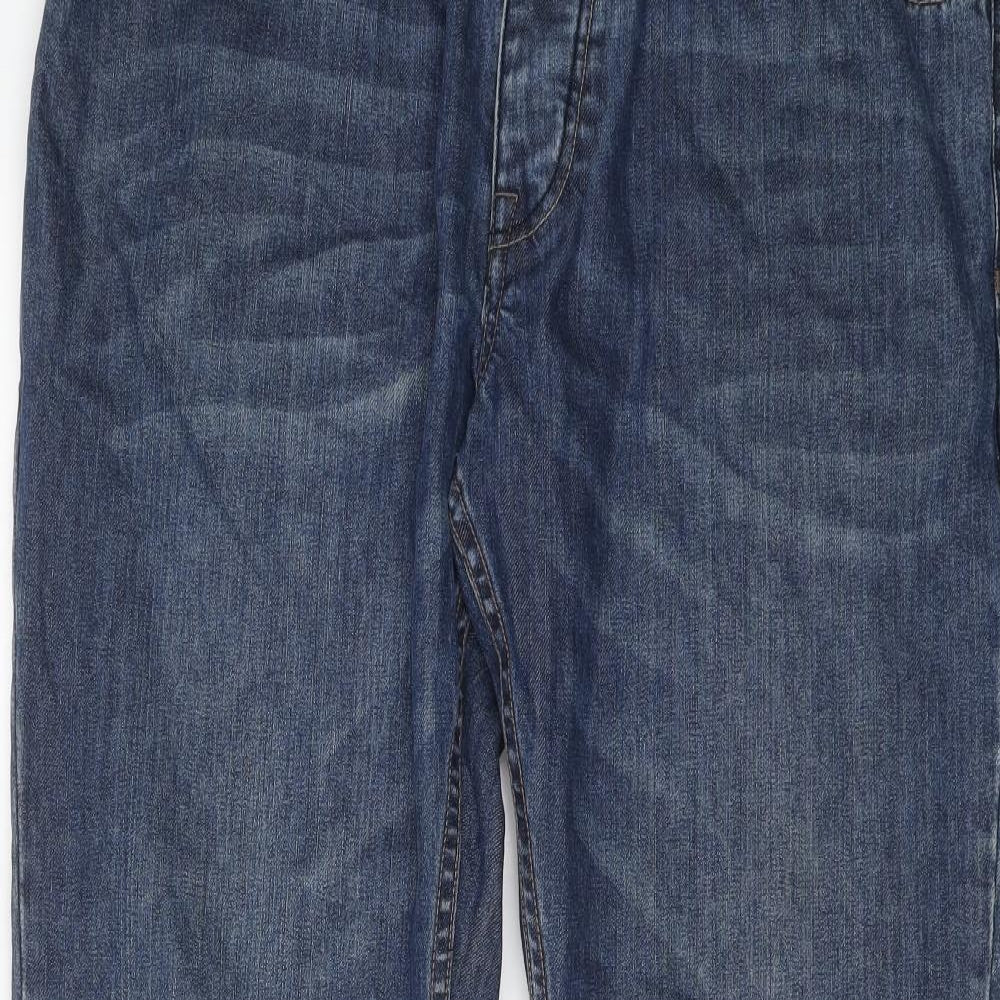 Jeff Banks Mens Blue Cotton Straight Jeans Size 42 in L32 in Regular Button