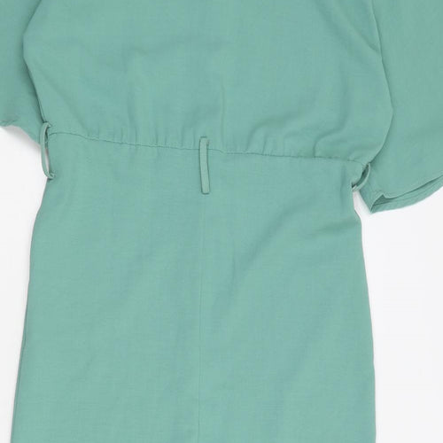 Zara Womens Green Polyester Shirt Dress Size XS Collared Button