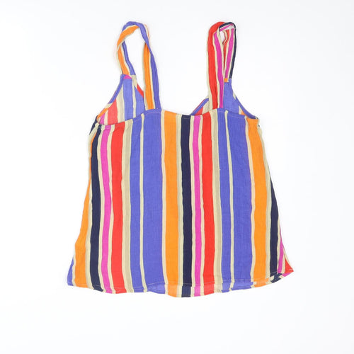 NEXT Womens Multicoloured Striped Viscose Basic Tank Size 10 V-Neck