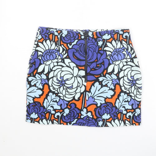Topshop Womens Multicoloured Geometric Cotton Mini Skirt Size 8 Zip
