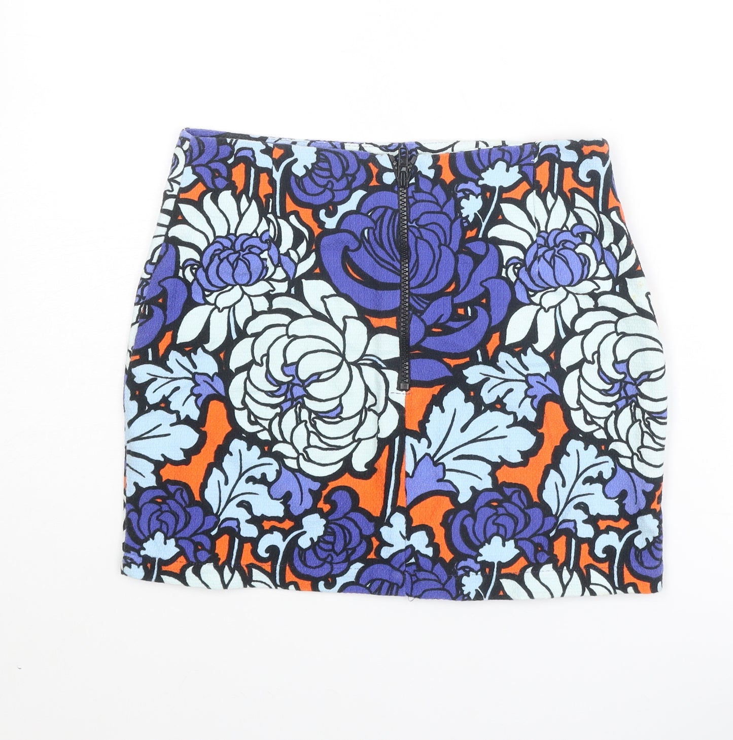 Topshop Womens Multicoloured Geometric Cotton Mini Skirt Size 8 Zip