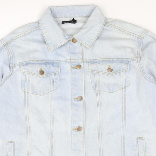 PRETTYLITTLETHING Womens Blue Jacket Size 10 Button