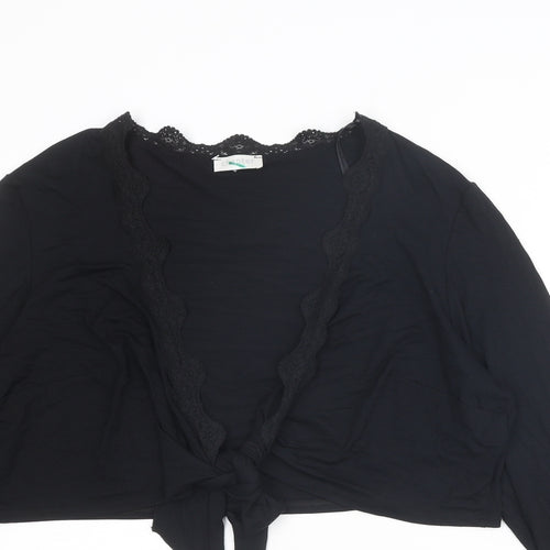 Chapter Womens Black Viscose Cropped Blouse Size 24 V-Neck - Tie Front
