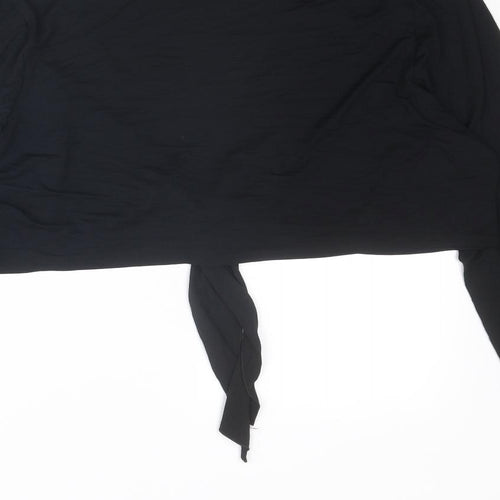 Chapter Womens Black Viscose Cropped Blouse Size 24 V-Neck - Tie Front