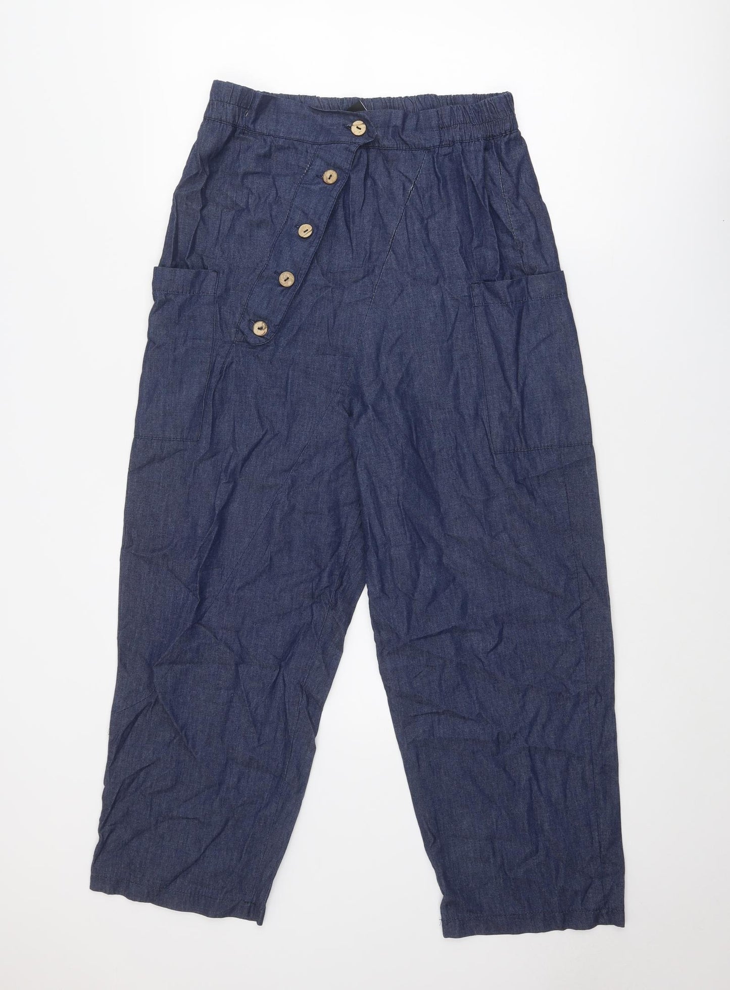 I.D Clothing Womens Blue Cotton Straight Jeans Size 30 in Regular Button