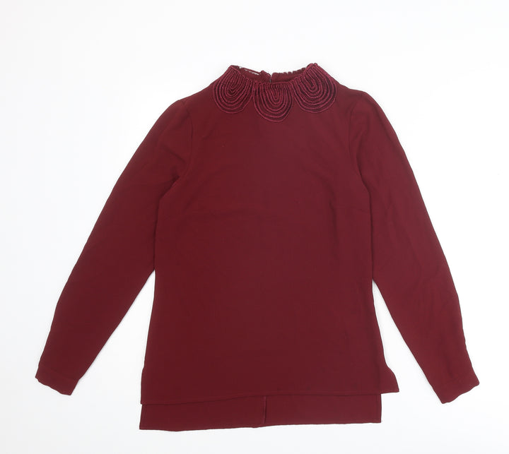 Warehouse Womens Red Polyester Basic Blouse Size 6 Mock Neck