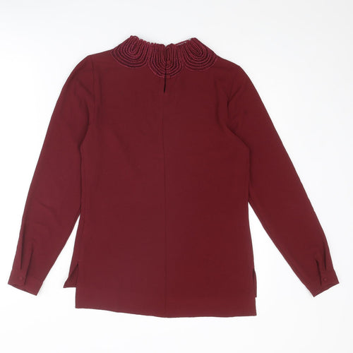 Warehouse Womens Red Polyester Basic Blouse Size 6 Mock Neck