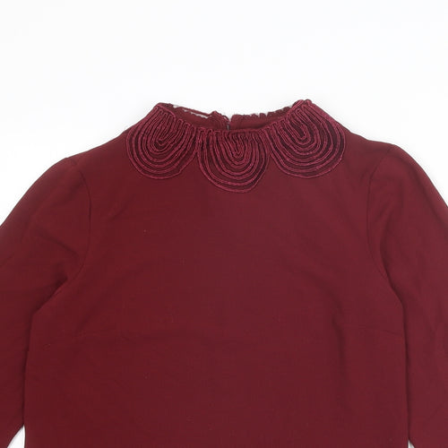 Warehouse Womens Red Polyester Basic Blouse Size 6 Mock Neck