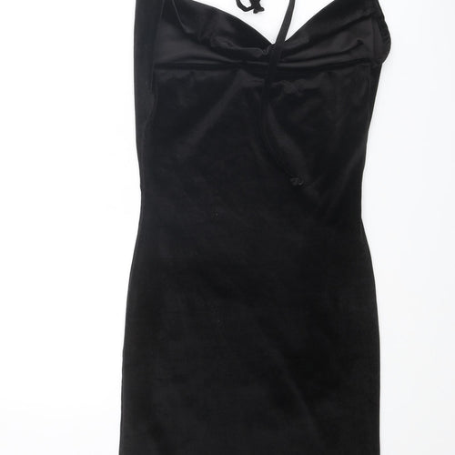 Missguided Womens Black Polyester Slip Dress Size 4 Halter Tie