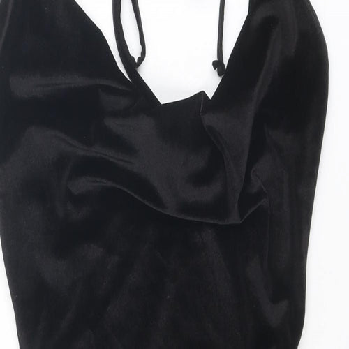 Missguided Womens Black Polyester Slip Dress Size 4 Halter Tie