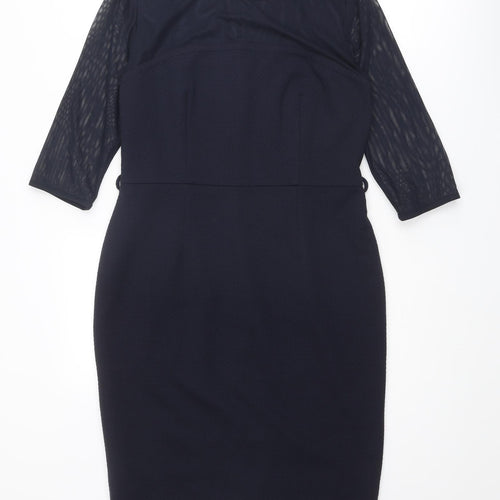 NEXT Womens Blue Polyester Shift Size 12 Round Neck Zip