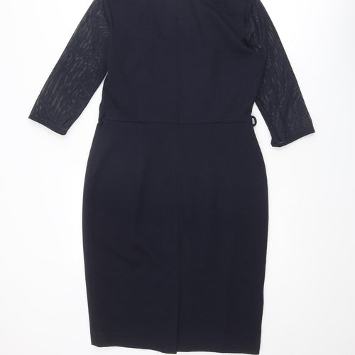 NEXT Womens Blue Polyester Shift Size 12 Round Neck Zip