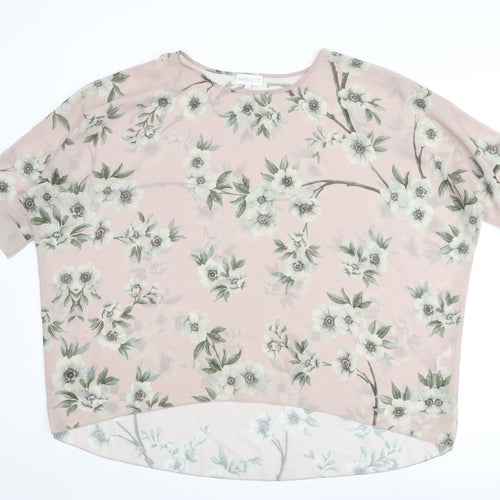 Apricot Womens Pink Floral Polyester Basic Blouse Size M Round Neck - Size M-L