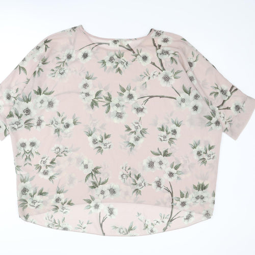 Apricot Womens Pink Floral Polyester Basic Blouse Size M Round Neck - Size M-L