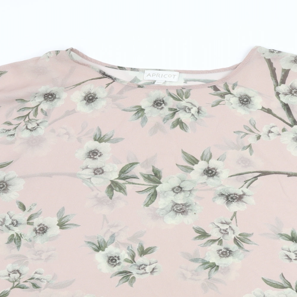 Apricot Womens Pink Floral Polyester Basic Blouse Size M Round Neck - Size M-L