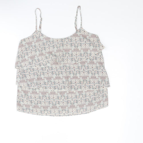 Oasis Womens Multicoloured Geometric Polyester Basic Tank Size 12 Round Neck