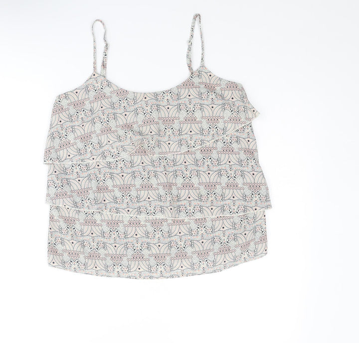 Oasis Womens Multicoloured Geometric Polyester Basic Tank Size 12 Round Neck
