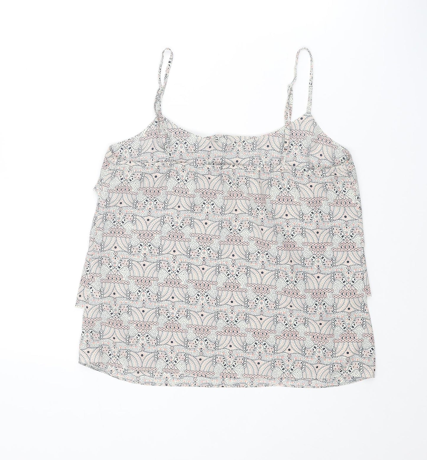 Oasis Womens Multicoloured Geometric Polyester Basic Tank Size 12 Round Neck