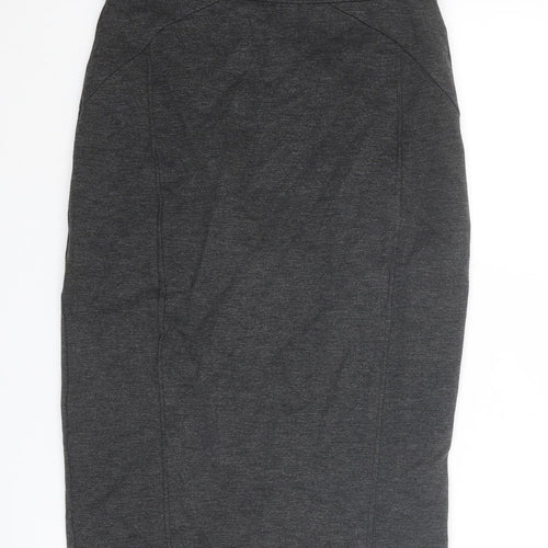 Warehouse Womens Grey Viscose Straight & Pencil Skirt Size 10 Zip