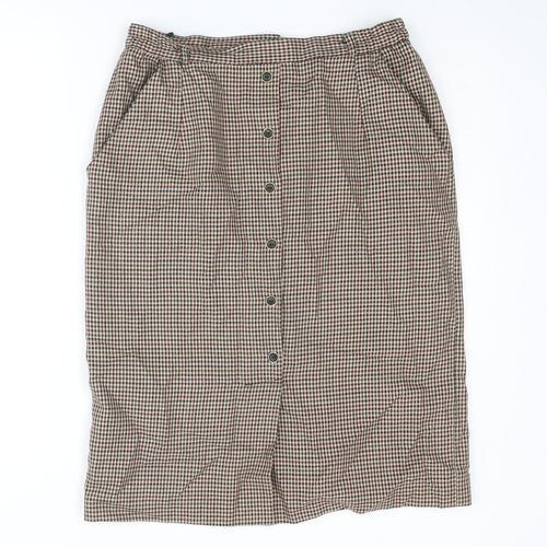 Essentials Womens Multicoloured Plaid Polyester A-Line Skirt Size 16 Zip