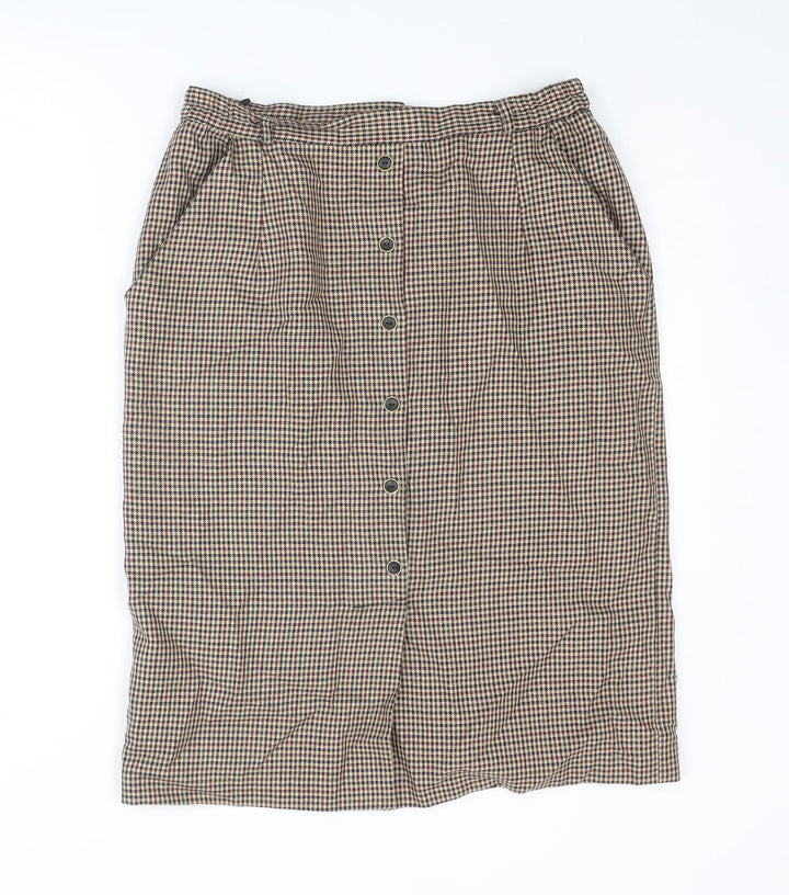 Essentials Womens Multicoloured Plaid Polyester A-Line Skirt Size 16 Zip