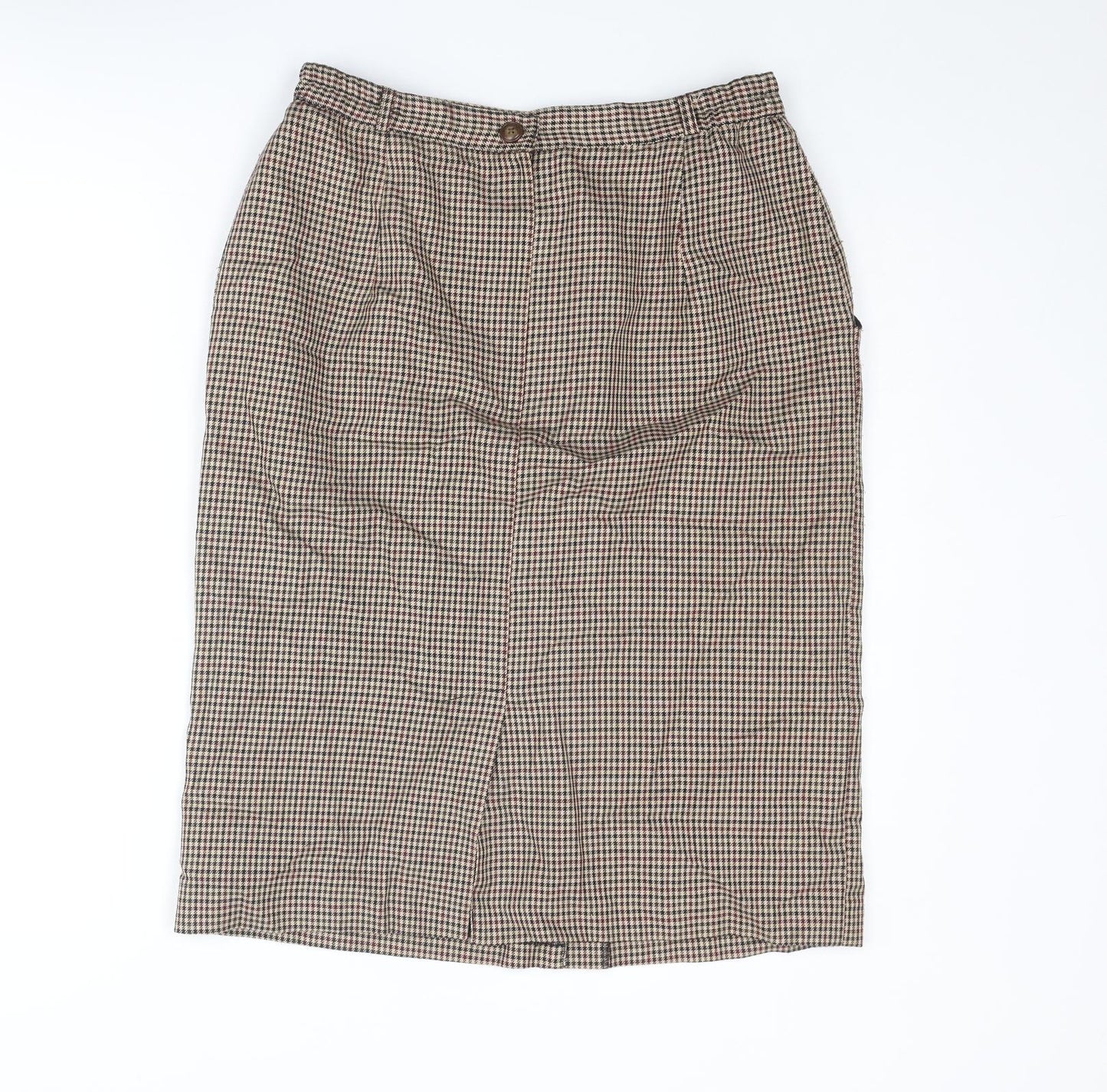 Essentials Womens Multicoloured Plaid Polyester A-Line Skirt Size 16 Zip