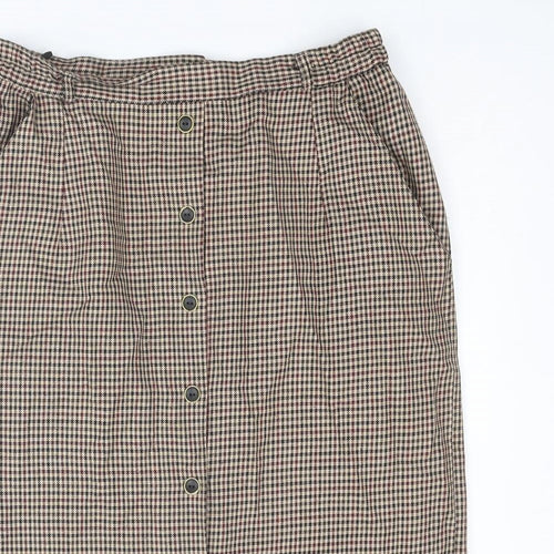 Essentials Womens Multicoloured Plaid Polyester A-Line Skirt Size 16 Zip