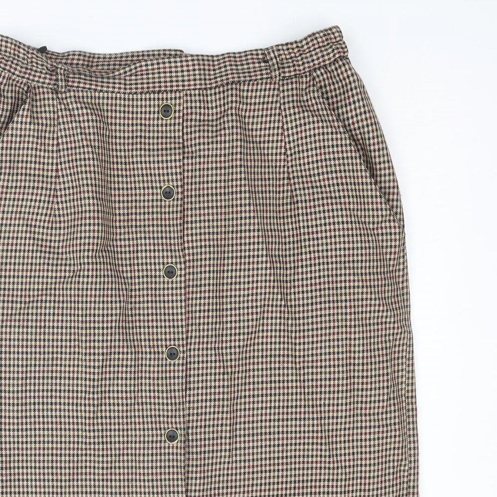 Essentials Womens Multicoloured Plaid Polyester A-Line Skirt Size 16 Zip