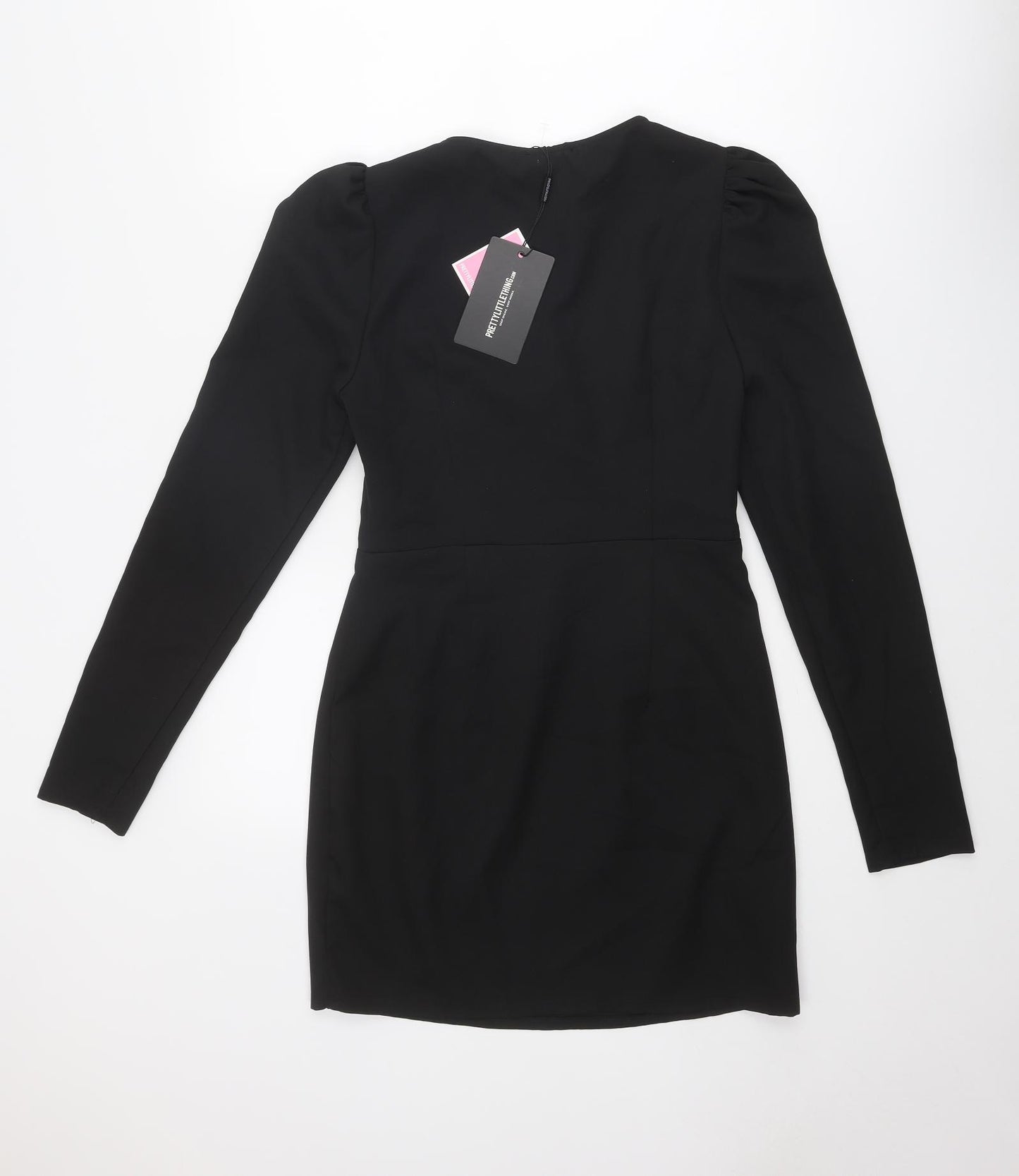 PRETTYLITTLETHING Womens Black Polyester Bodycon Size 10 Sweetheart Zip