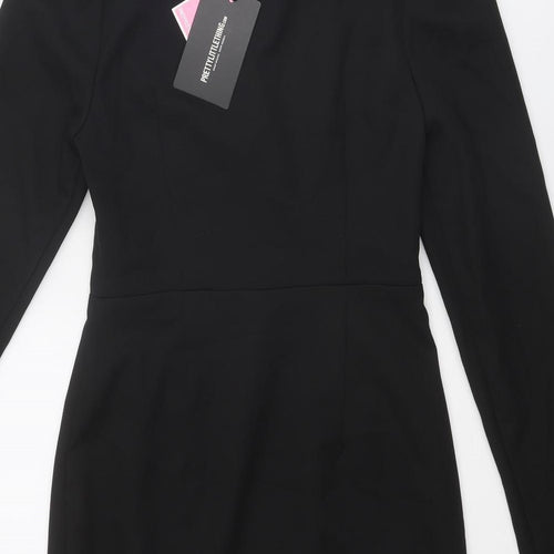PRETTYLITTLETHING Womens Black Polyester Bodycon Size 10 Sweetheart Zip