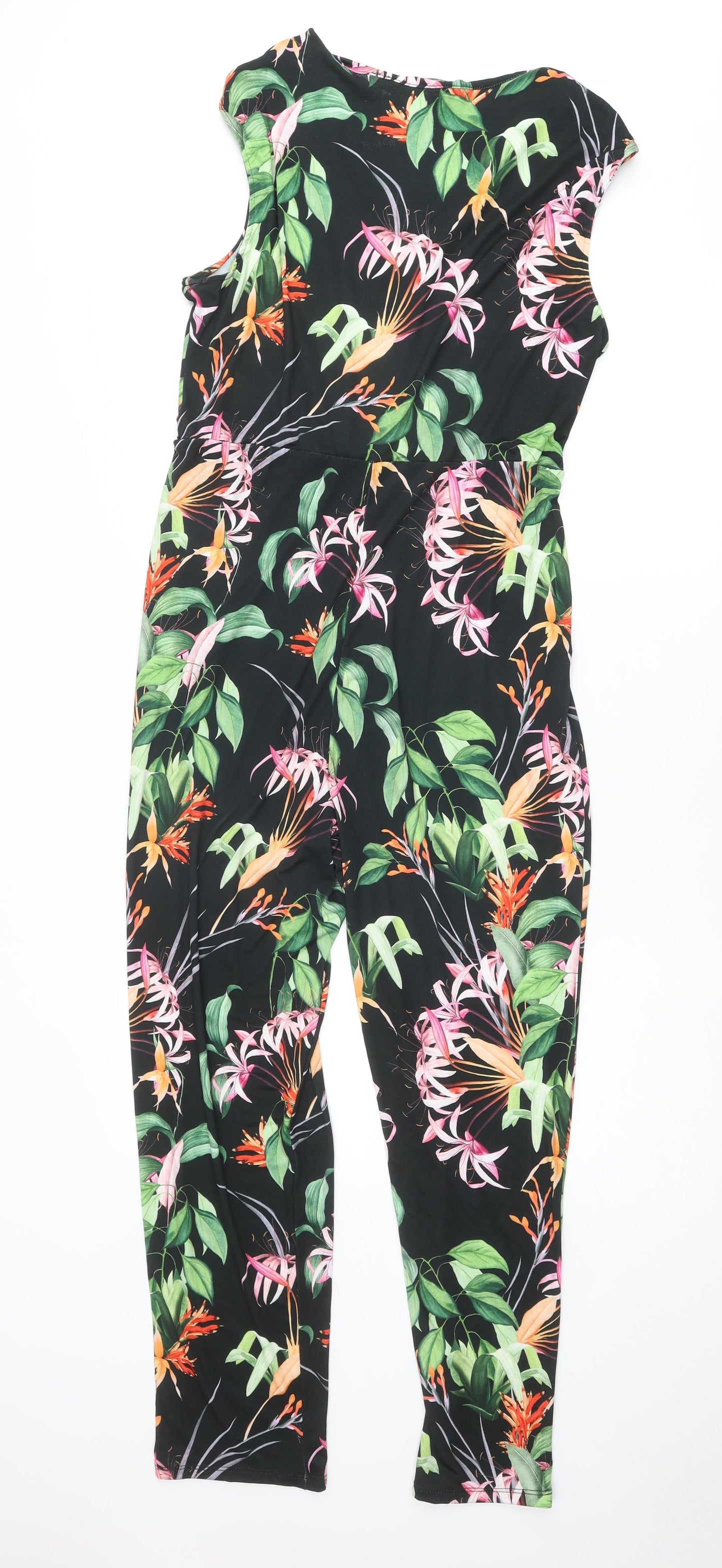 Roman Womens Multicoloured Geometric Polyester Jumpsuit One-Piece Size 14 Pullover - Flower Leaf pattern