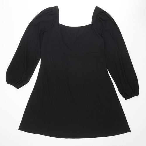 New Look Womens Black Polyester A-Line Size 18 Square Neck Pullover