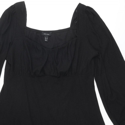 New Look Womens Black Polyester A-Line Size 18 Square Neck Pullover
