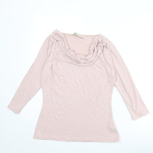 Per Una Womens Pink Modal Basic T-Shirt Size 8 Cowl Neck