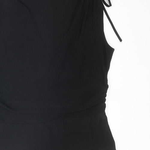 Select Womens Black Polyester Basic Blouse Size 16 V-Neck - Tie Shoulder Detail