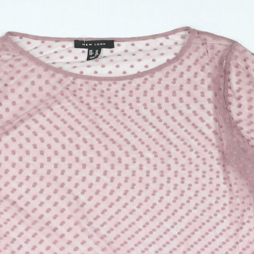 New Look Womens Purple Polka Dot Polyester Basic Blouse Size 14 Boat Neck