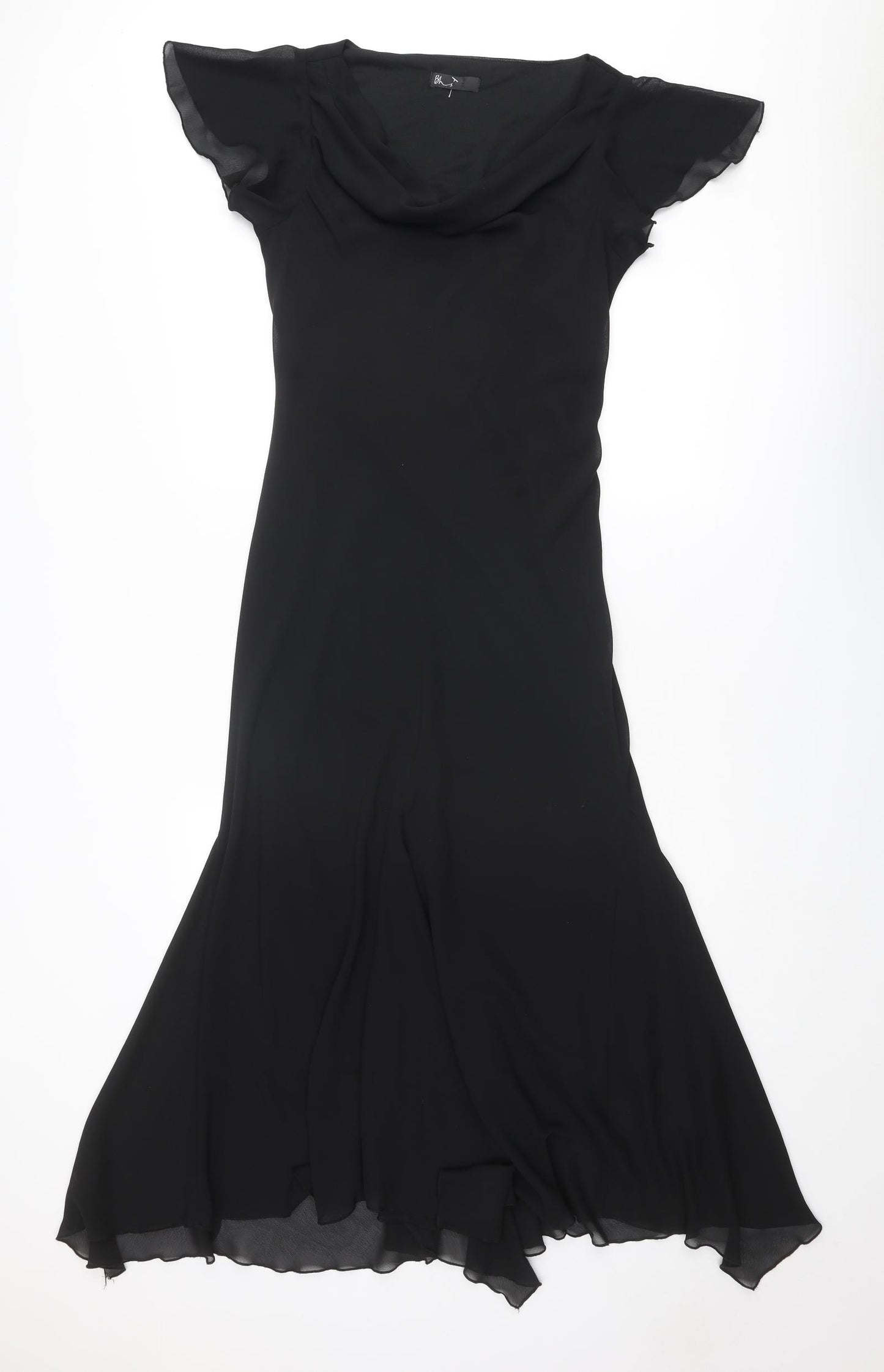 BHS Womens Black Polyester Maxi Size 10 Cowl Neck Pullover