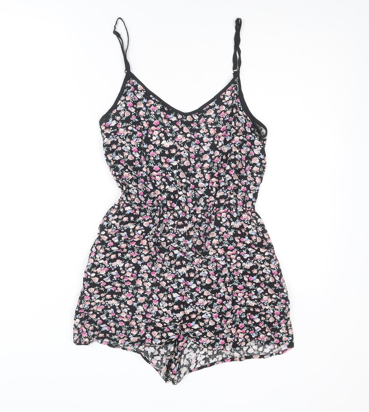 Divided by H&M Womens Multicoloured Floral Viscose Playsuit One-Piece Size 8 Pullover