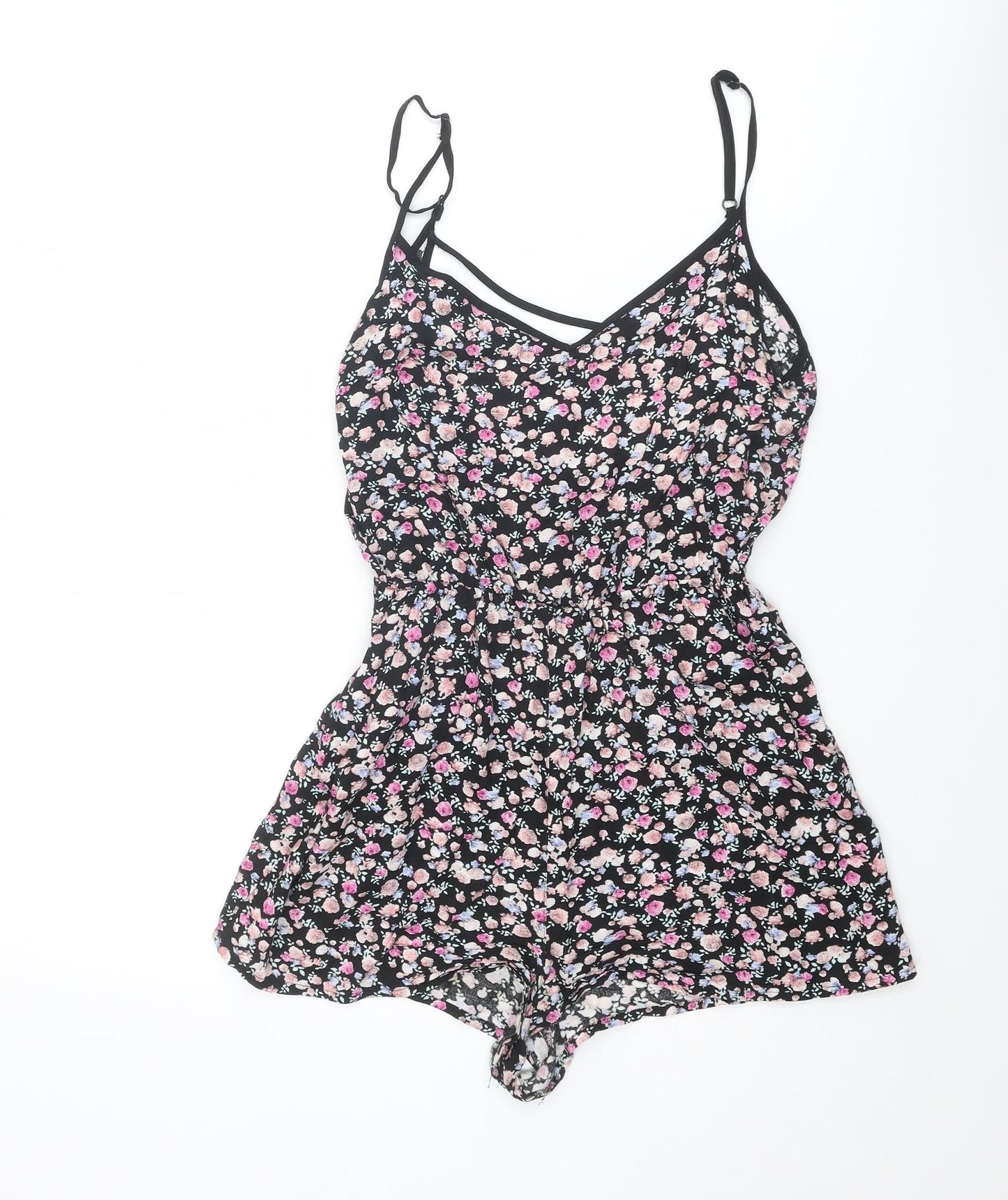 Divided by H&M Womens Multicoloured Floral Viscose Playsuit One-Piece Size 6 Pullover